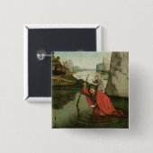 St. Christopher Carrying the Christus Child Vierkante Button 5,1 Cm (Voorkant /achterkant)