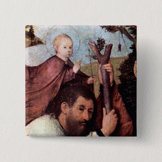 St. Christopher, detail 2 knoop Vierkante Button 5,1 Cm (Voorkant)