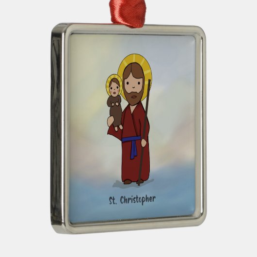 St. Christopher Feast Day Saint Metalen Ornament (Rechts)