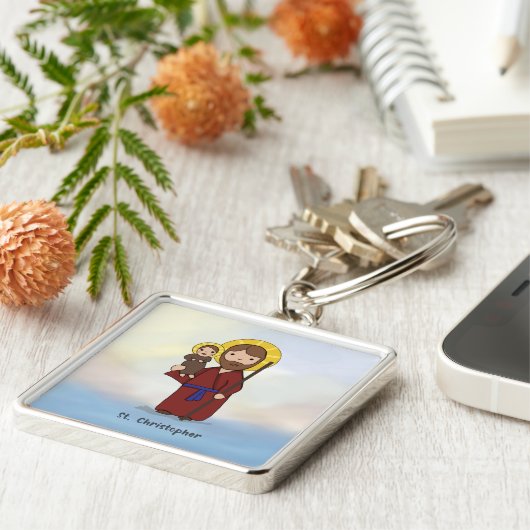 St. Christopher Feast Day Saint Sleutelhanger (Zijkant)