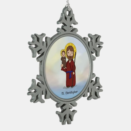 St. Christopher Feast Day Saint Tin Sneeuwvlok Ornament (Links)