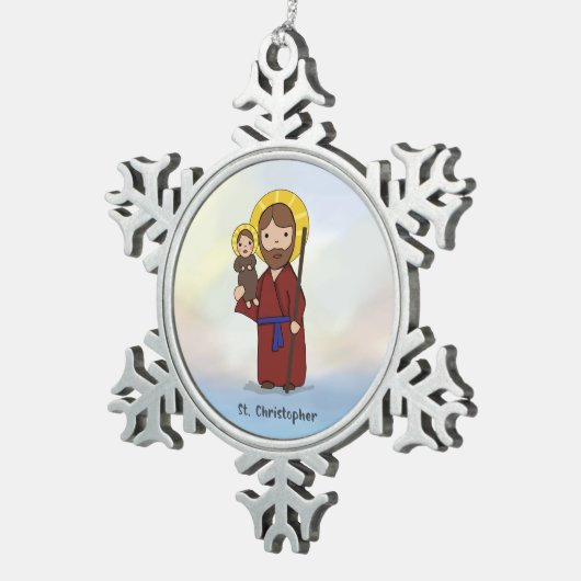 St. Christopher Feast Day Saint Tin Sneeuwvlok Ornament (Rechts)