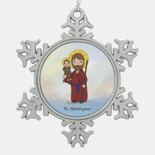 St. Christopher Feast Day Saint Tin Sneeuwvlok Ornament
