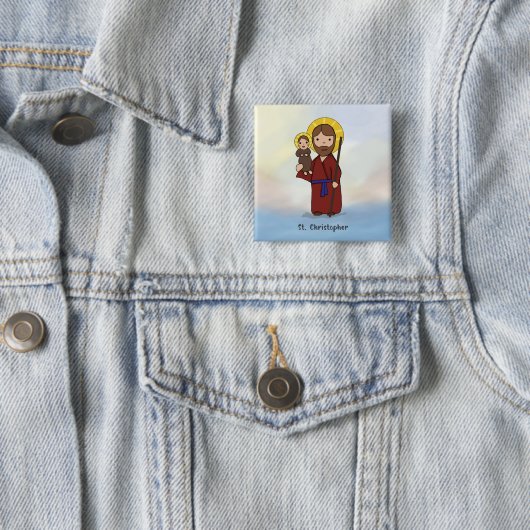 St. Christopher Feast Day Saint Vierkante Button 5,1 Cm (In situ)