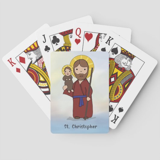 St. Christopher Feest Dag Katholieke Sint Pokerkaarten (Achterkant)