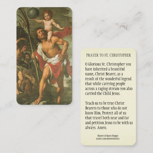 St. Christopher Jesus Religieuze Katholieke Prayer Plaatskaartje (Voorkant / Achterkant)