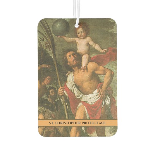 St. Christopher Jezus Katholieke religieuze reizig Luchtverfrisser (Achterkant)