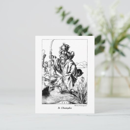 St. Christopher Medieval Fine Art Coloring Briefkaart (Staand voorkant)