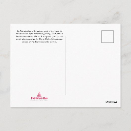 St. Christopher Medieval Fine Art Coloring Briefkaart (Achterkant)