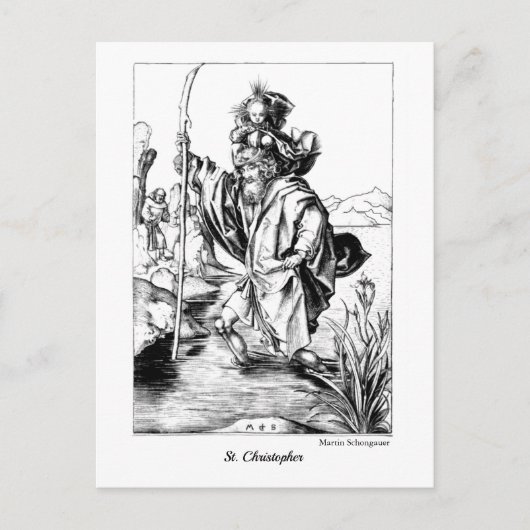St. Christopher Medieval Fine Art Coloring Briefkaart (Voorkant)