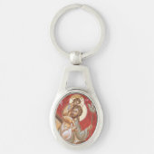 St Christopher Oval Metal Sleutelhanger (Voorkant)