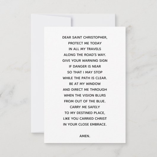 St Christopher Patron Saint-of-Travel Prayer-kaart (Achterkant)