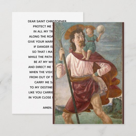 St Christopher Patron Saint-of-Travel Prayer-kaart (Voorkant / Achterkant)