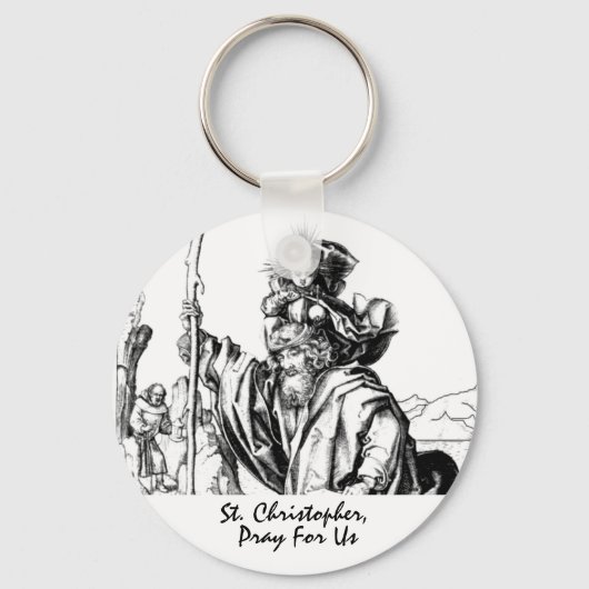St. Christopher Pray voor ons middeleeuwse kunst Sleutelhanger (Voorkant)