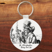 St. Christopher Pray voor ons middeleeuwse kunst Sleutelhanger (Voorkant)