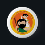 St. Christopher Ronde Button 5,7 Cm<br><div class="desc">Een schattige en gelukkige "St. Christopher' icoon om liefde,  vreugde en hoop te brengen voor je geliefden en jezelf.</div>