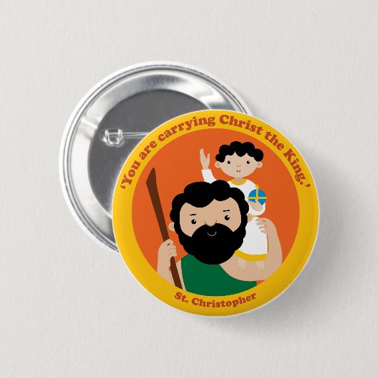 St. Christopher Ronde Button 5,7 Cm (Voorkant /achterkant)