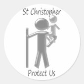 St Christopher Ronde Sticker (Voorkant)