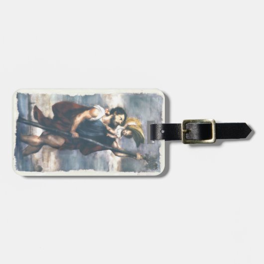 St. Christopher Safe Travel Label! Naam toevoegen  Bagagelabel (Voorkant horizontaal)