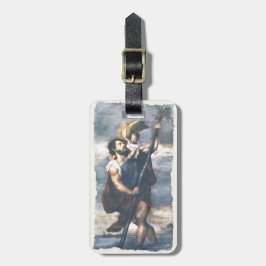 St. Christopher Safe Travel Label! Naam toevoegen  Bagagelabel (Voorkant verticaal)