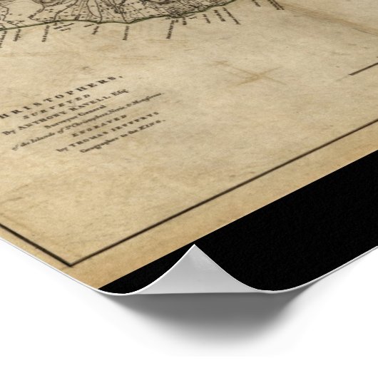 St. Christopher (St. Kitts), Caraïbische kaart Poster (Hoek)