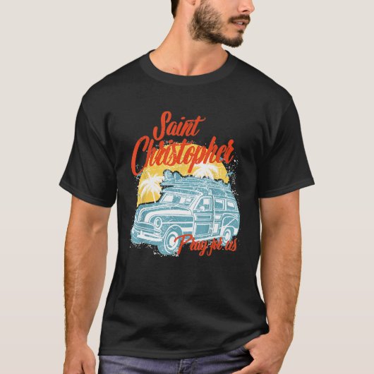 St Christopher Surf patroonheilige van surfcadeaus T-shirt (Voorkant)