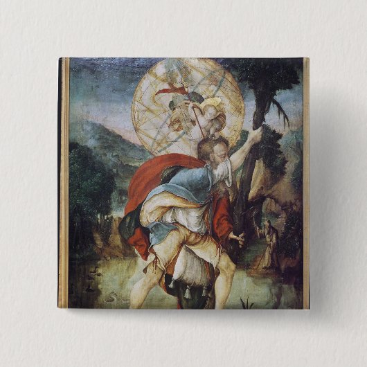 St. Christopher Vierkante Button 5,1 Cm (Voorkant)