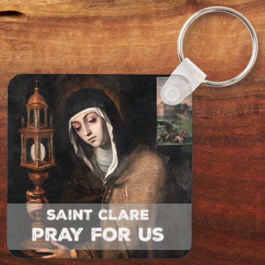 St. Clare Bid voor ons Sleutelhanger (Achterkant)