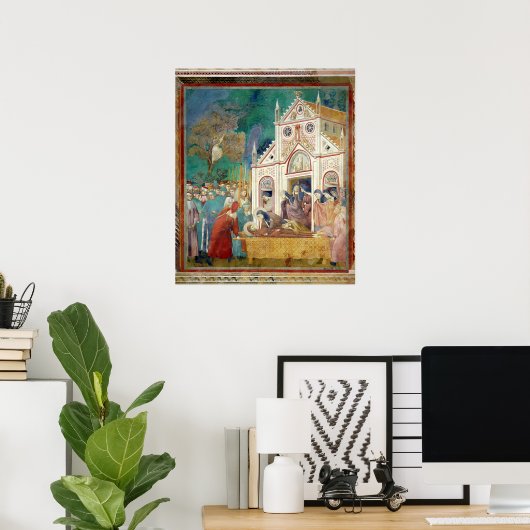 St. Clare Embraces het lichaam van St. Francis Poster (Thuiskantoor)