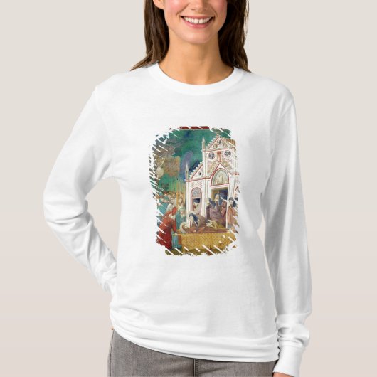 St. Clare Embraces het lichaam van St. Francis T-shirt (Voorkant)