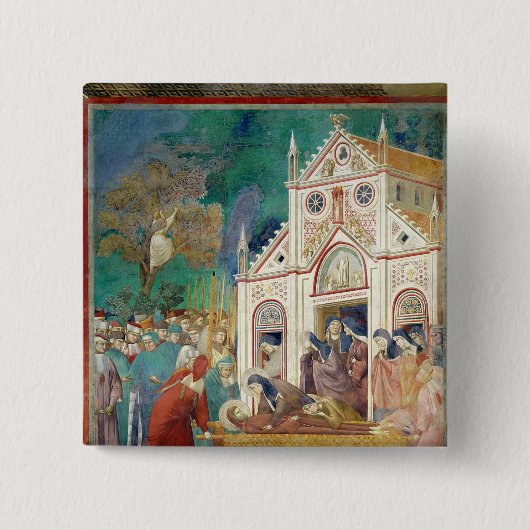 St. Clare Embraces het lichaam van St. Francis Vierkante Button 5,1 Cm (Voorkant)