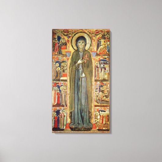 St. Clare met Scenes uit haar leven Canvas Afdruk (Voorkant)