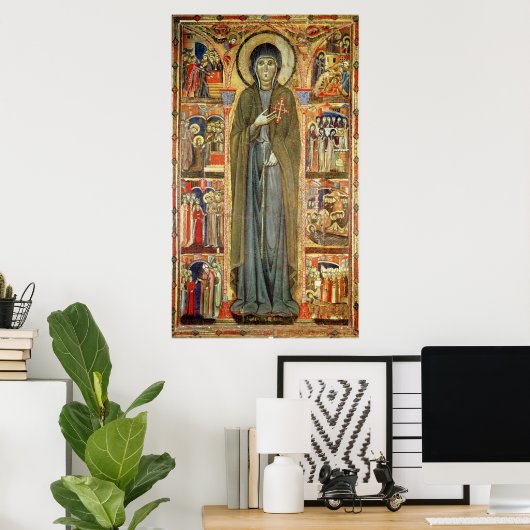 St. Clare met Scenes uit haar leven Poster (Thuiskantoor)