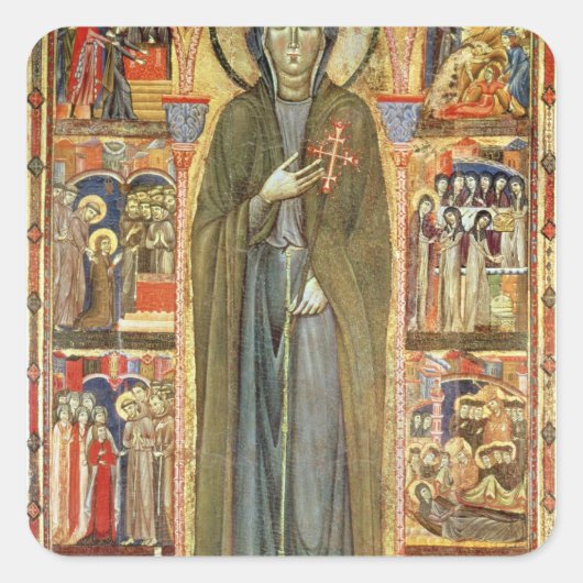 St. Clare met Scenes uit haar leven Vierkante Sticker (Voorkant)