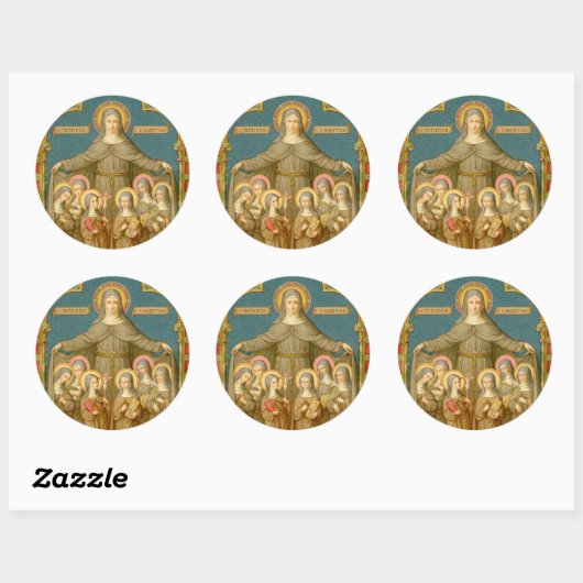 St. Clare of Assisi & Nuns (SAU 027) Ronde Sticker (Vel)