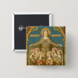 St. Clare of Assisi & Nuns (SAU 027) Vierkante Button 5,1 Cm