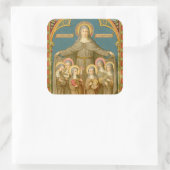 St. Clare of Assisi & Nuns (SAU 027) Vierkante Sticker (Tas)