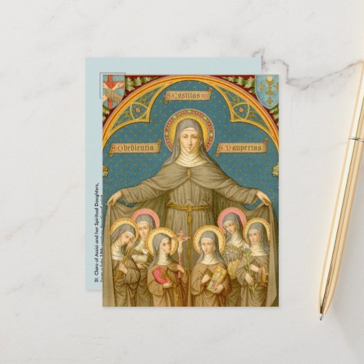 St. Clare of Assisi & Nuns (SAU 027b) Briefkaart (Voorkant / Achterkant in situ)