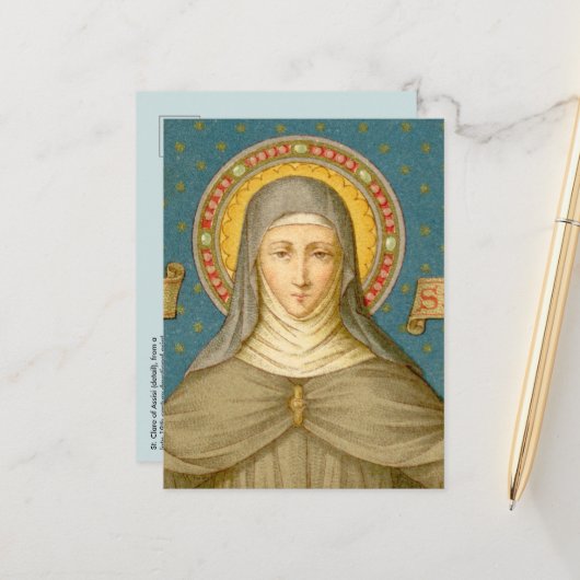 St. Clare of Assisi (SAU 027a) Briefkaart (Voorkant / Achterkant in situ)