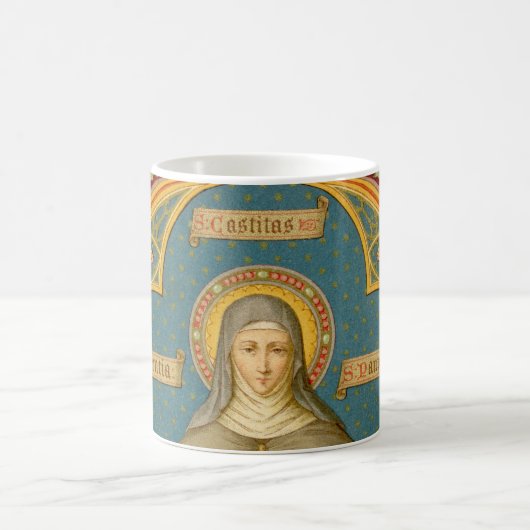 St. Clare of Assisi & Scrolls of Vows (SAU 027) Koffiemok (Center)
