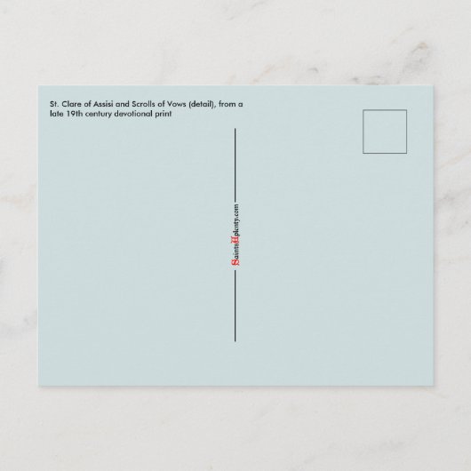 St. Clare of Assisi & Scrolls (SAU 027) Briefkaart (Achterkant)