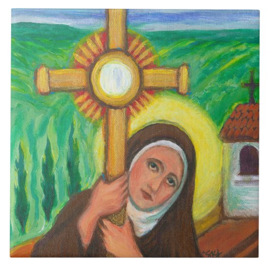 "St. Clare of Assisi" Tegeltje (Voorkant)