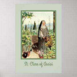 St. Clare of Assisi Watering Flowers (M 065) Poster