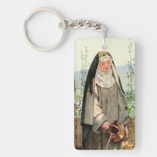 St. Clare of Assisi Watering Flowers (M 065) Sleutelhanger (Voorkant)