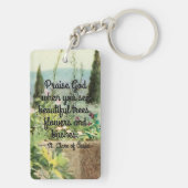 St. Clare of Assisi Watering Flowers with Quote Ke Sleutelhanger (achterkant)