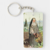 St. Clare of Assisi Watering Flowers with Quote Ke Sleutelhanger (Voorkant)