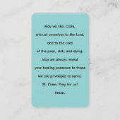 St Clare Prayer Kaart Visitekaartje (Achterkant)