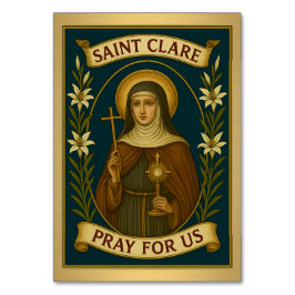St. Clare van Assisi Katholieke Trouwtafel Kaart