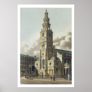 St. Clement Danes Church, pub. door Rudolph Ackerm Poster