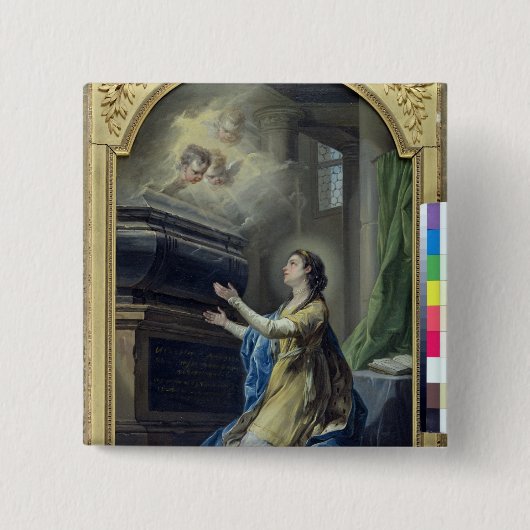 St. Clotilda Vierkante Button 5,1 Cm (Voorkant)